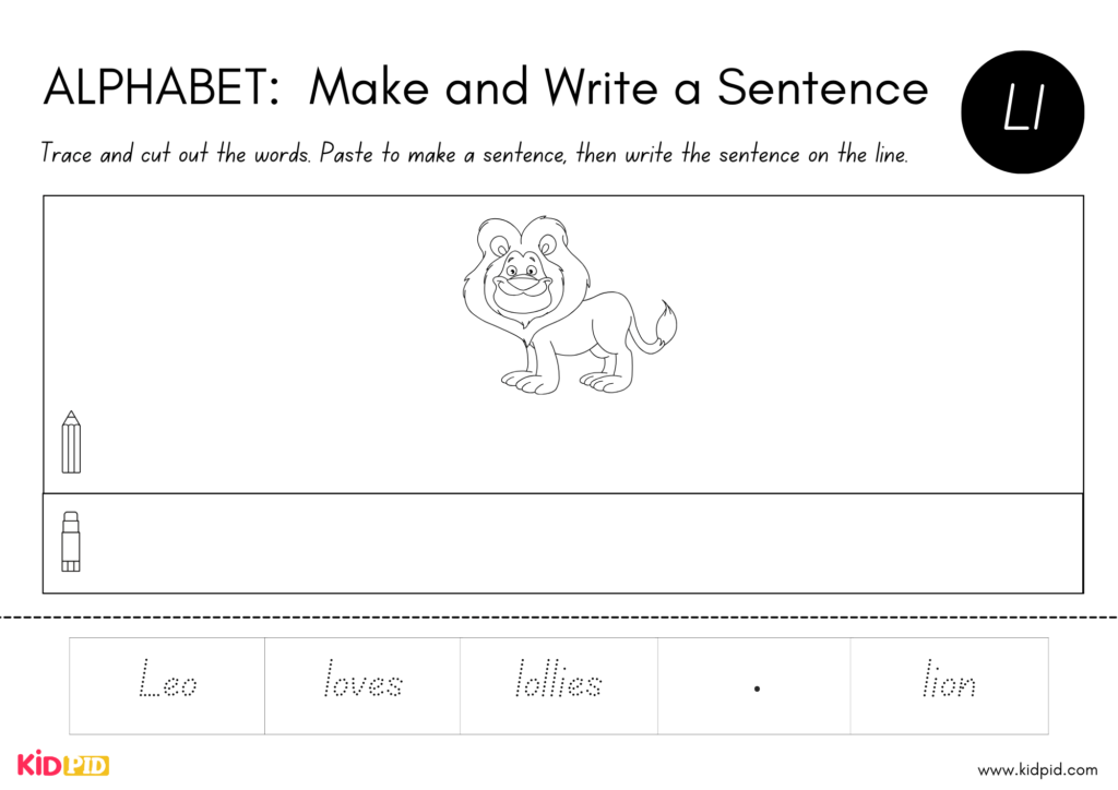 Alphabet Handwriting and Sentence Structure Worksheet 