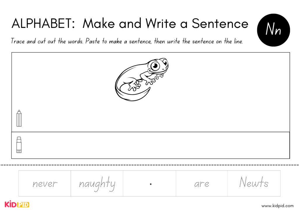 Alphabet Handwriting and Sentence Structure Worksheet 