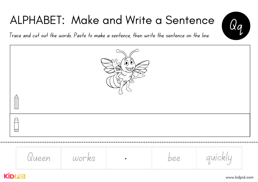 Alphabet Handwriting and Sentence Structure Worksheet 