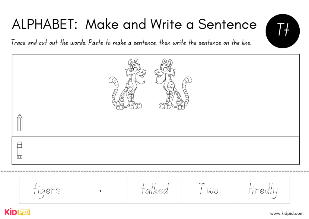 Alphabet Handwriting and Sentence Structure Worksheet 