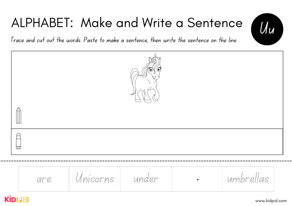 Alphabet Handwriting and Sentence Structure Worksheet 