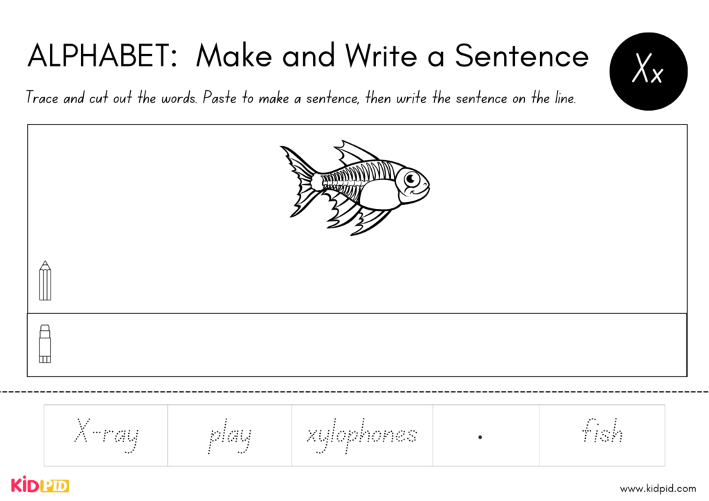 Alphabet Handwriting and Sentence Structure Worksheet 