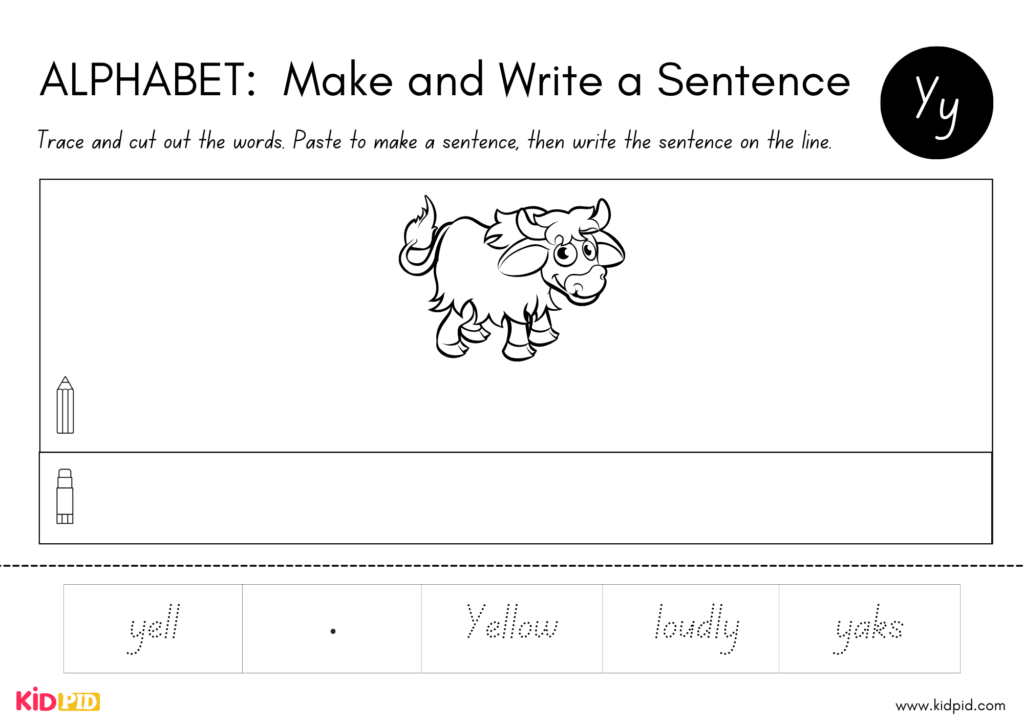 Alphabet Handwriting and Sentence Structure Worksheet 