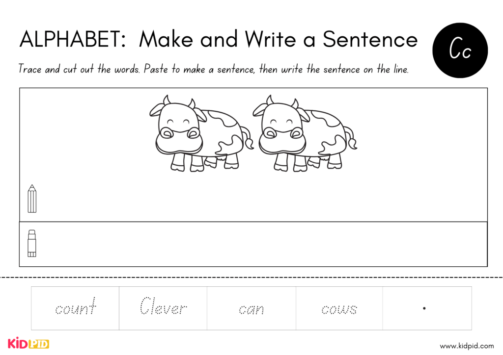 Alphabet Handwriting and Sentence Structure Worksheet 