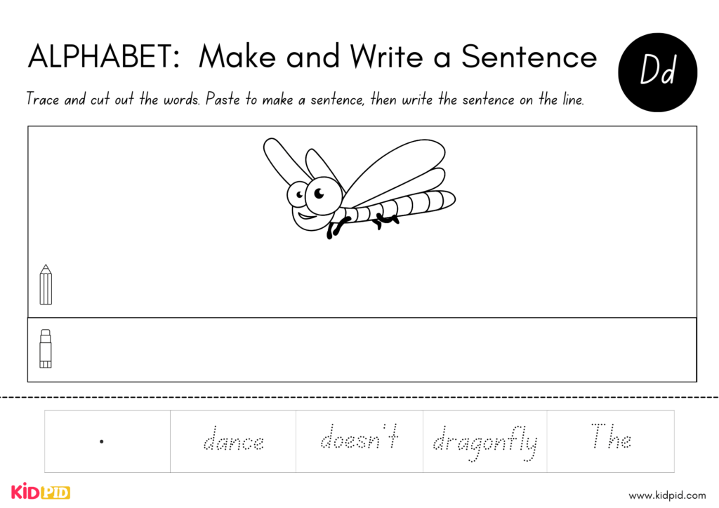 Alphabet Handwriting and Sentence Structure Worksheet 