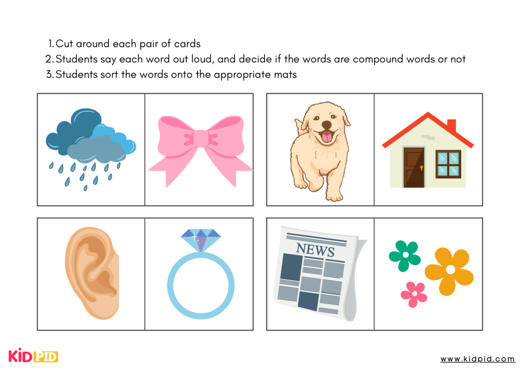 Compound Word Sorting Flashcard Activity for Grade 1