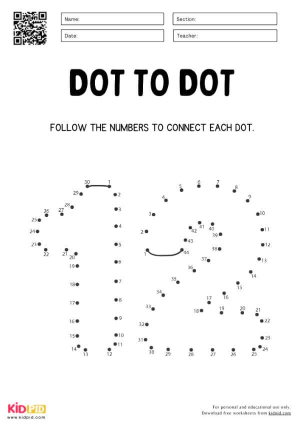 Dot to Dot Numbers 0 to 20 Math Worksheet Activity For Preschool