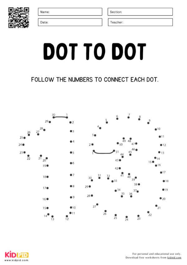 Dot to Dot Numbers 0 to 20 Math Worksheet Activity For Preschool