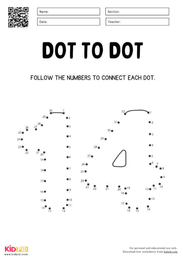 Dot to Dot Numbers 0 to 20 Math Worksheet Activity For Preschool