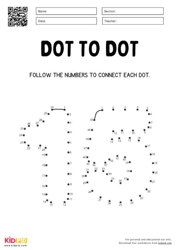 Dot to Dot Numbers 0 to 20 Math Worksheet Activity For Preschool