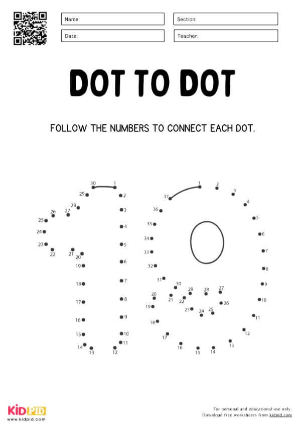 Dot to Dot Numbers 0 to 20 Math Worksheet Activity For Preschool