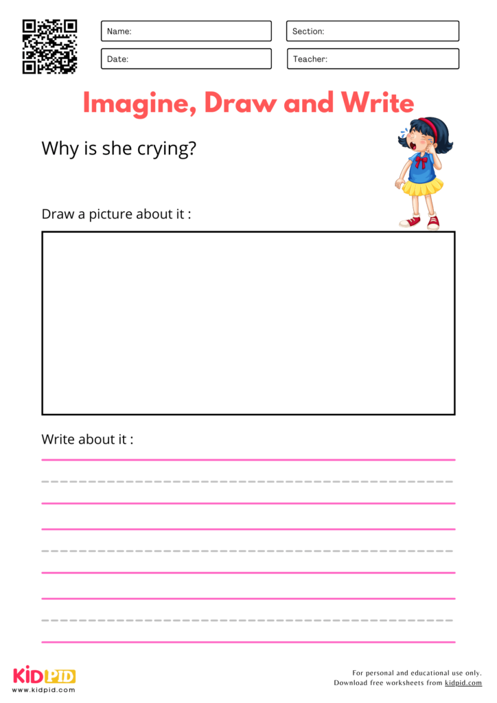 Imagine, Draw and Writing Practice Worksheet for Kindergarten - Kidpid