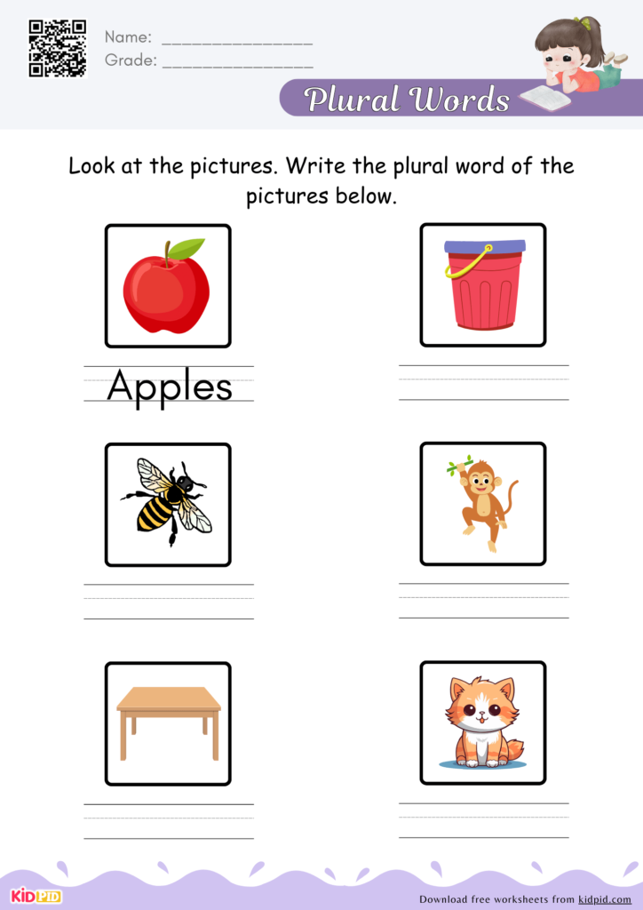 Look At The Picture And Write The Plural Word Worksheets For Kindergarten