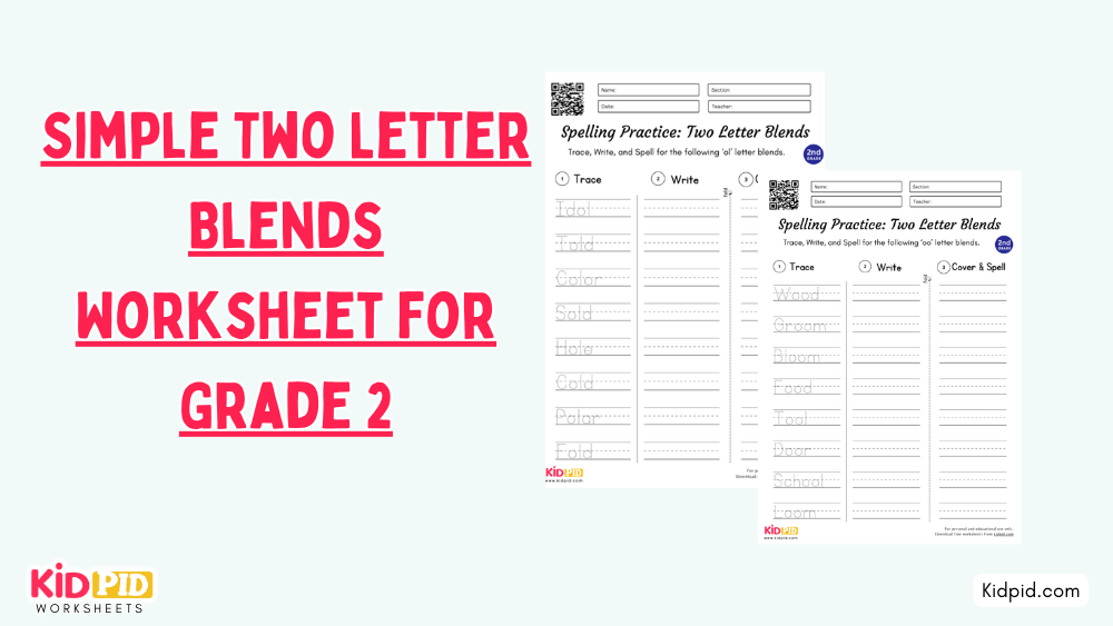 Simple Two Letter Blends Worksheet for Grade 2