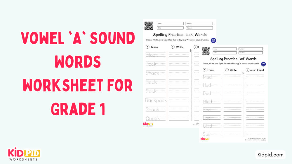 Vowel 'A' Sound Words Worksheet for Grade 1