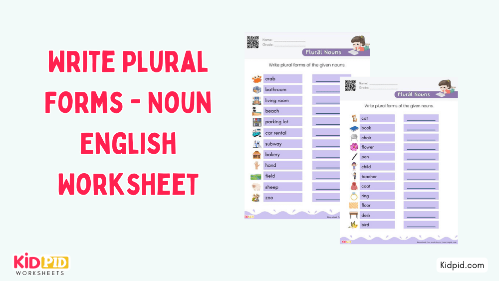 Write Plural Forms - Noun English Worksheet