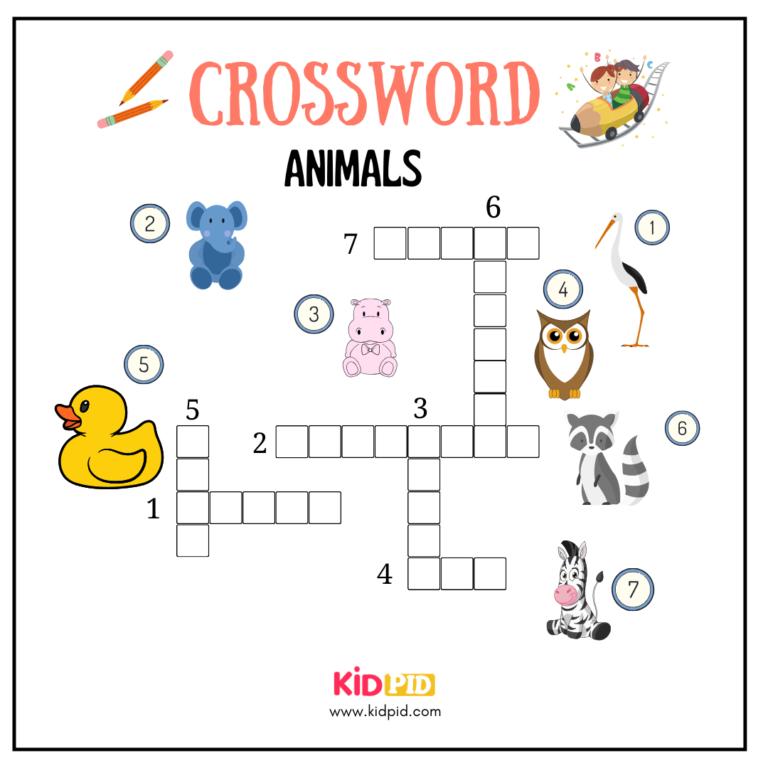 Animals Crosswords Worksheet For Grade 2 - Kidpid