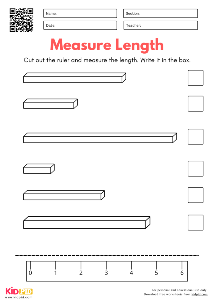 Measurement with Scale Worksheet for Kindergarten