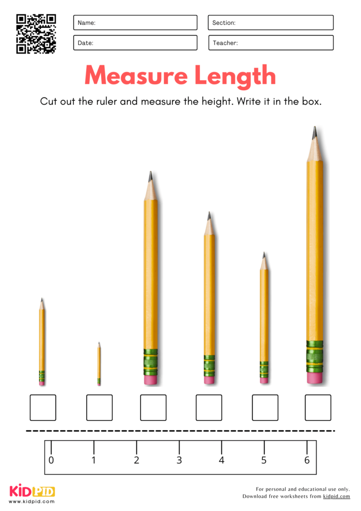 Measurement with Scale Worksheet for Kindergarten
