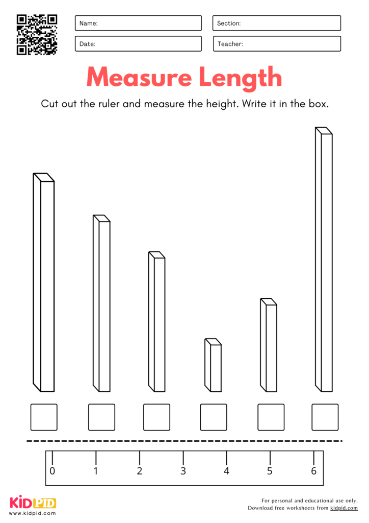 Measurement with Scale Worksheet for Kindergarten