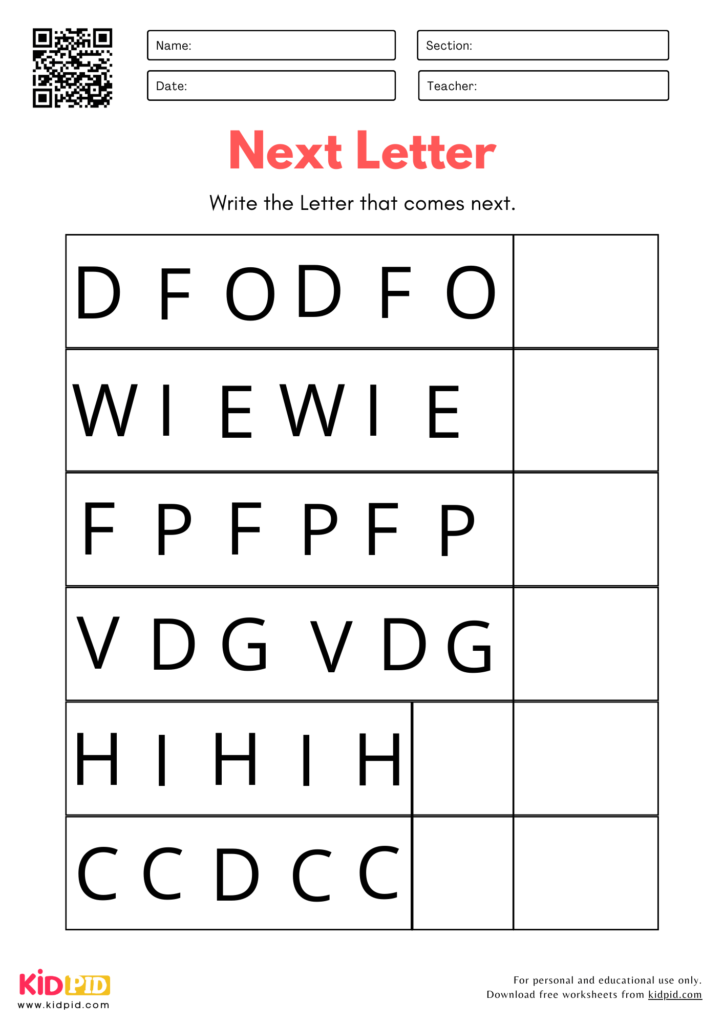 Next Pattern Math Worksheets for Kindergarten