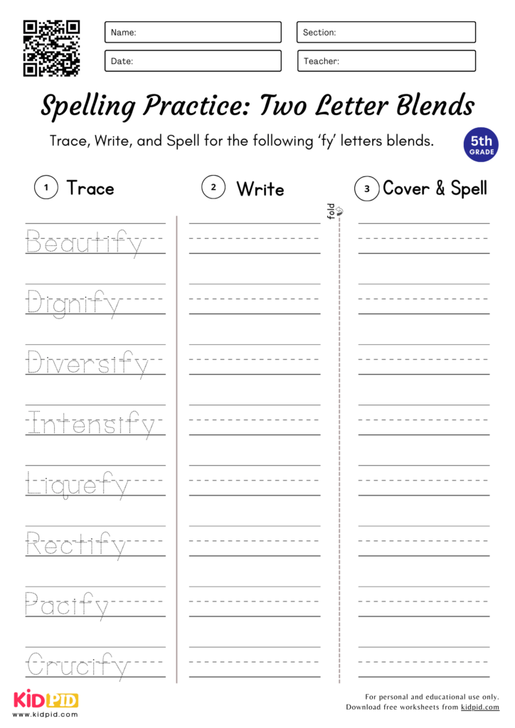 Several Two Letter Blends Worksheet for Grade 5