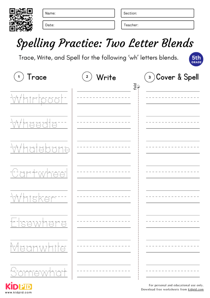 Several Two Letter Blends Worksheet for Grade 5