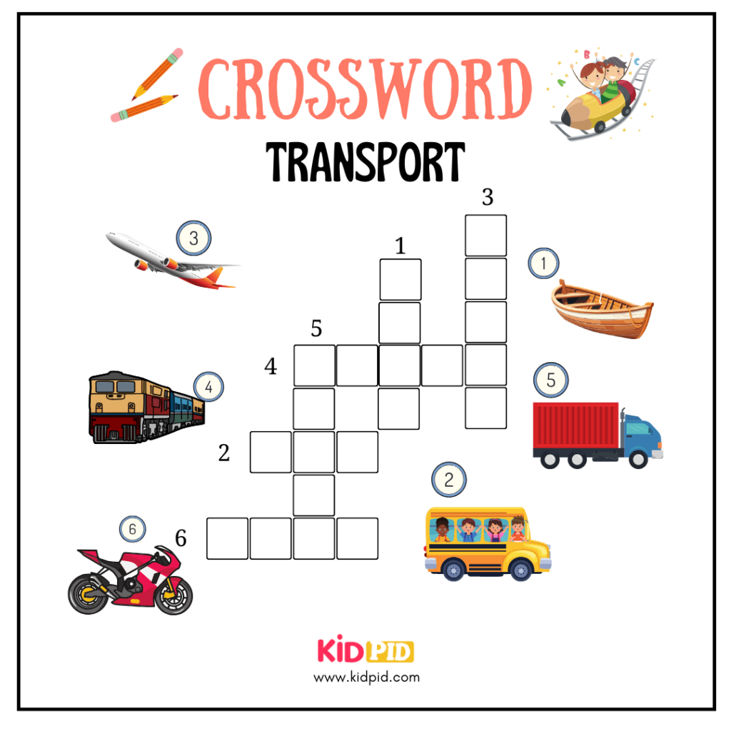 Transports Crosswords Worksheet For Grade 2
