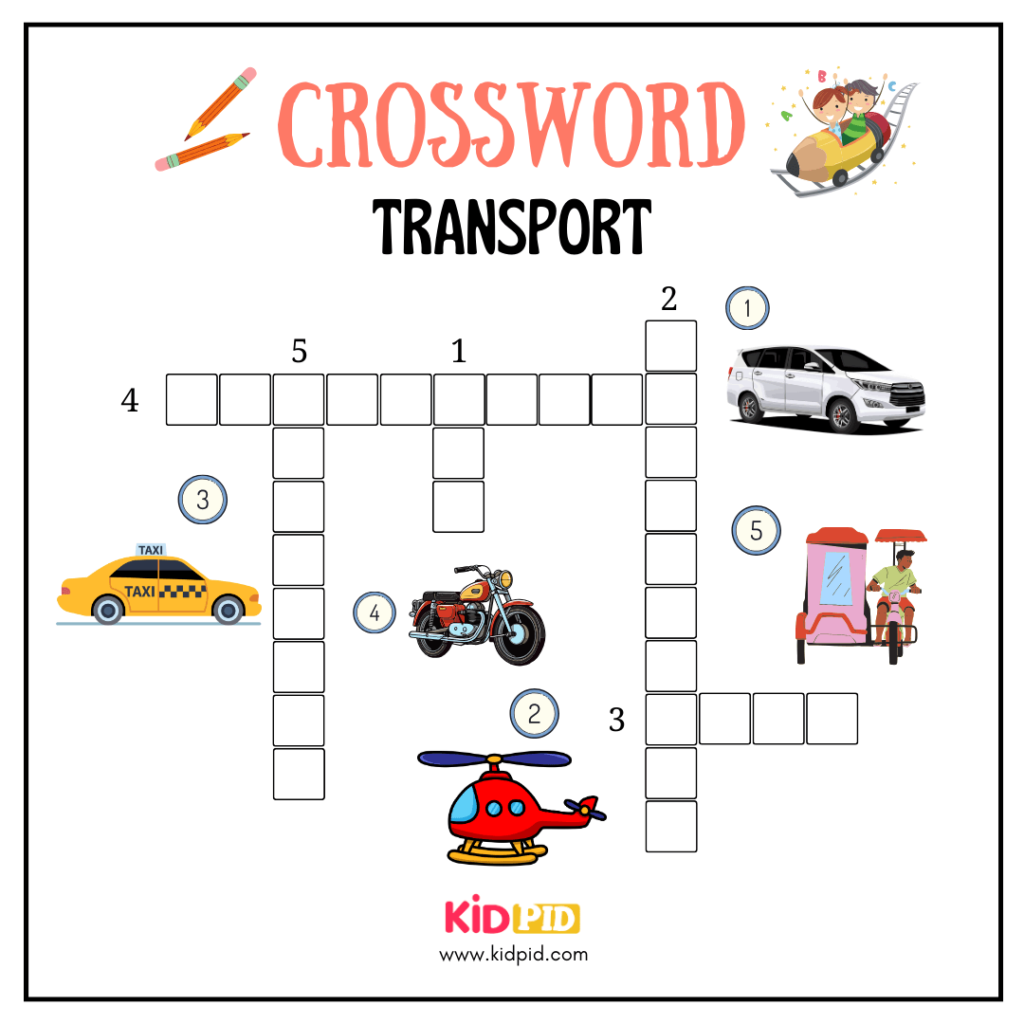 Transports Crosswords Worksheet For Grade 2