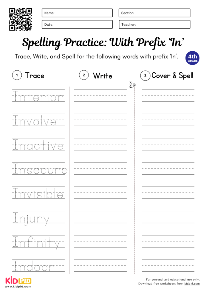 Words with Prefixes Worksheet for Grade 4