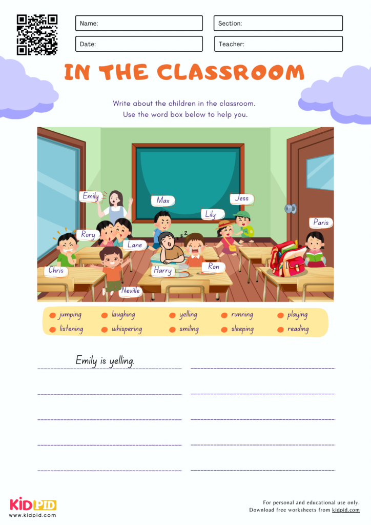 Action Verbs (Continuous) Worksheet for Grade 3