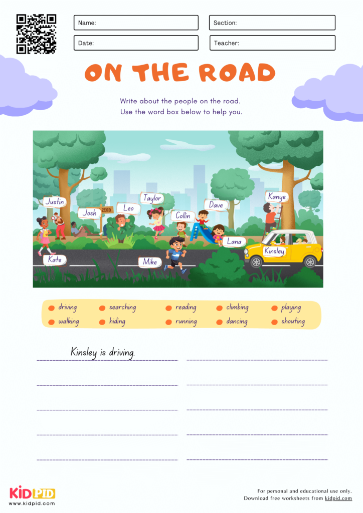 Action Verbs (Continuous) Worksheet for Grade 3