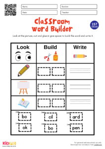 Classroom Word Builder Worksheet For Grade 1 - Kidpid