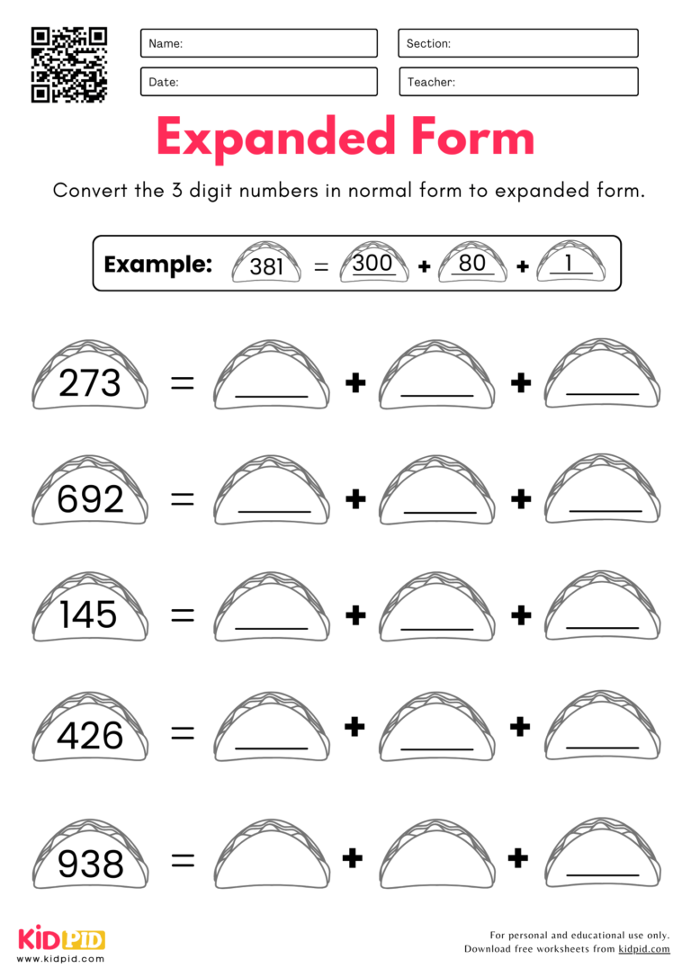 Convert to Expanded (3-digits) Place Value Worksheets For Grade 3 - Kidpid