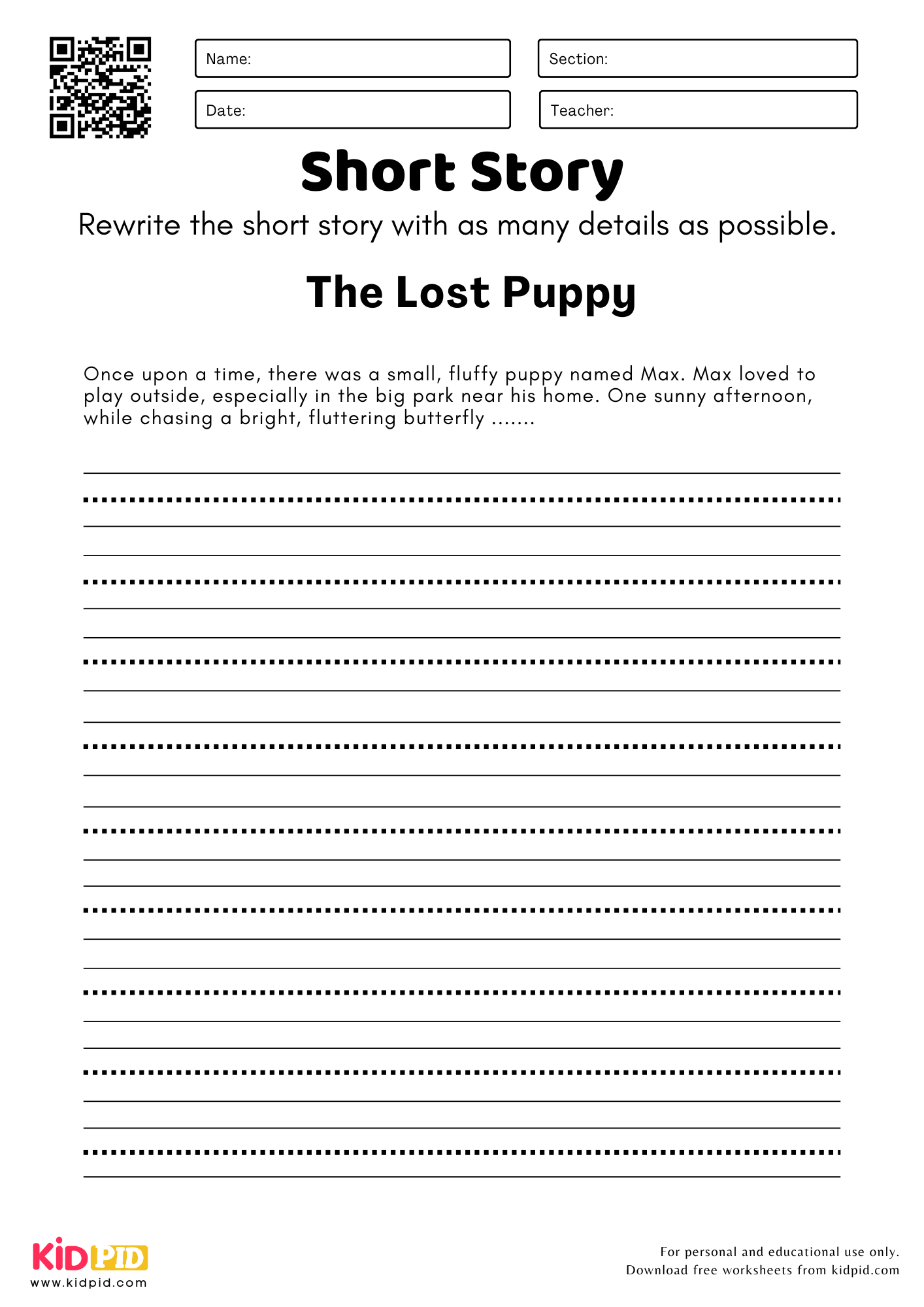 Complete the Short Story Worksheet For Grade 2
