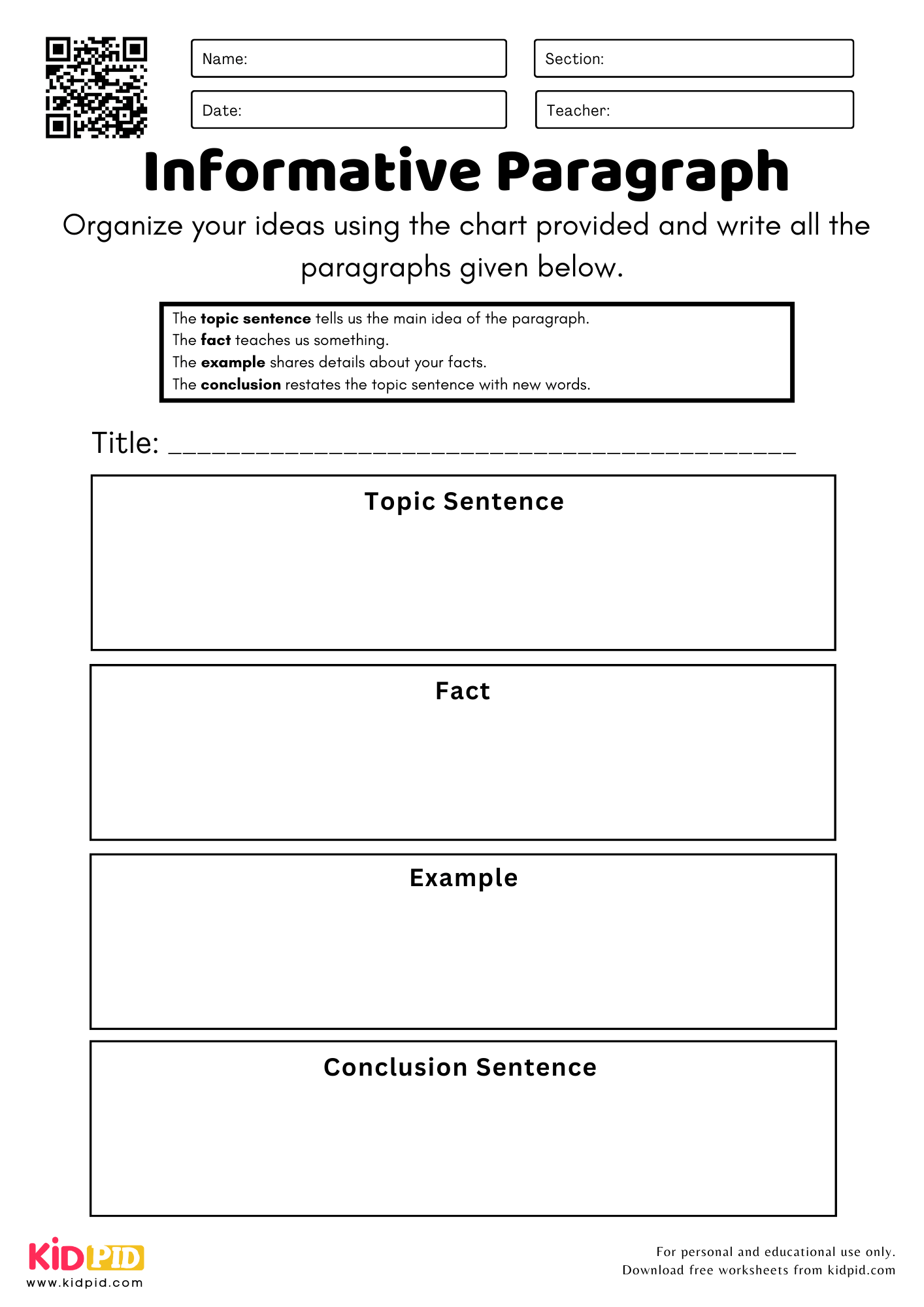 Informative Paragraph With Example Worksheet For Grade 2