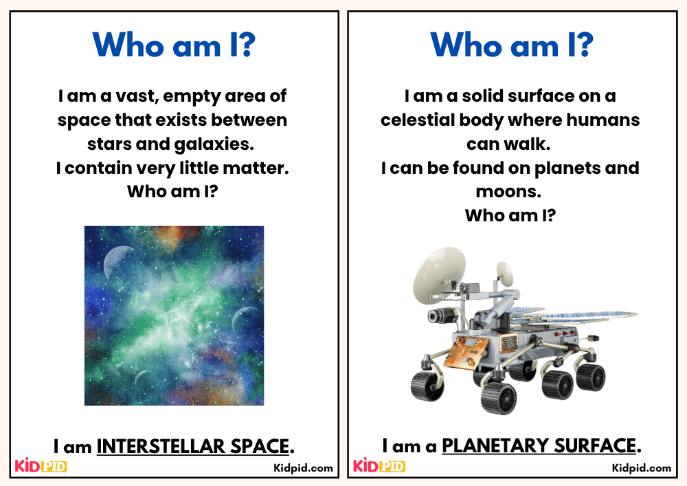 Interstellar Space and Planetary Surface - Space Riddles