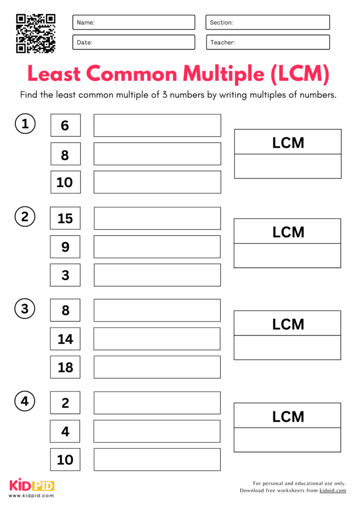 Factoring Worksheets for Grade 6 - Kidpid