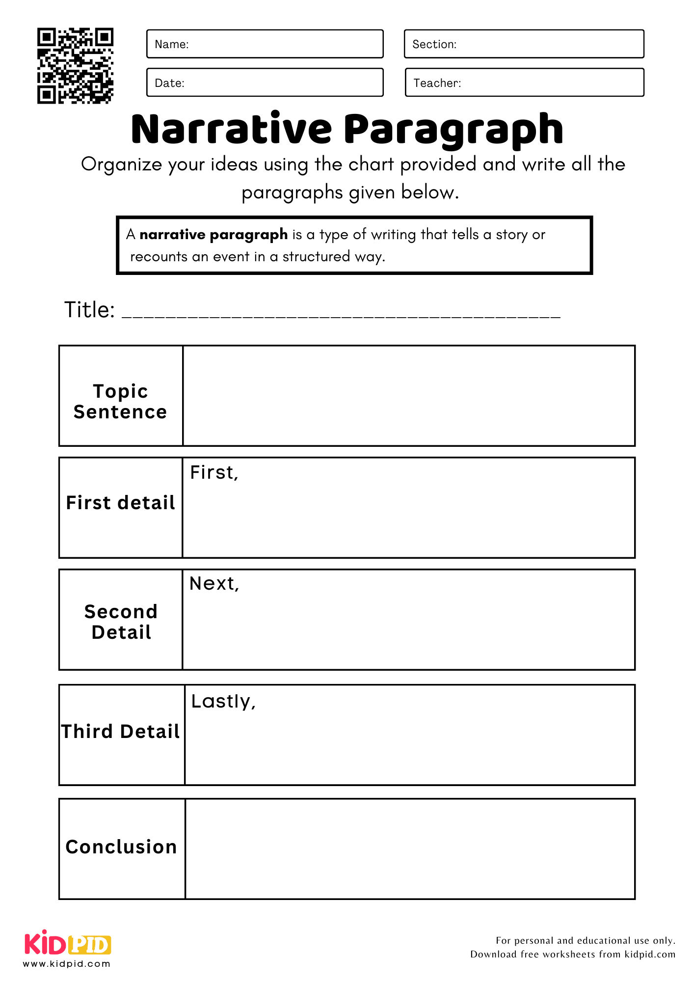 Narrative Paragraph Worksheet For Grade 2