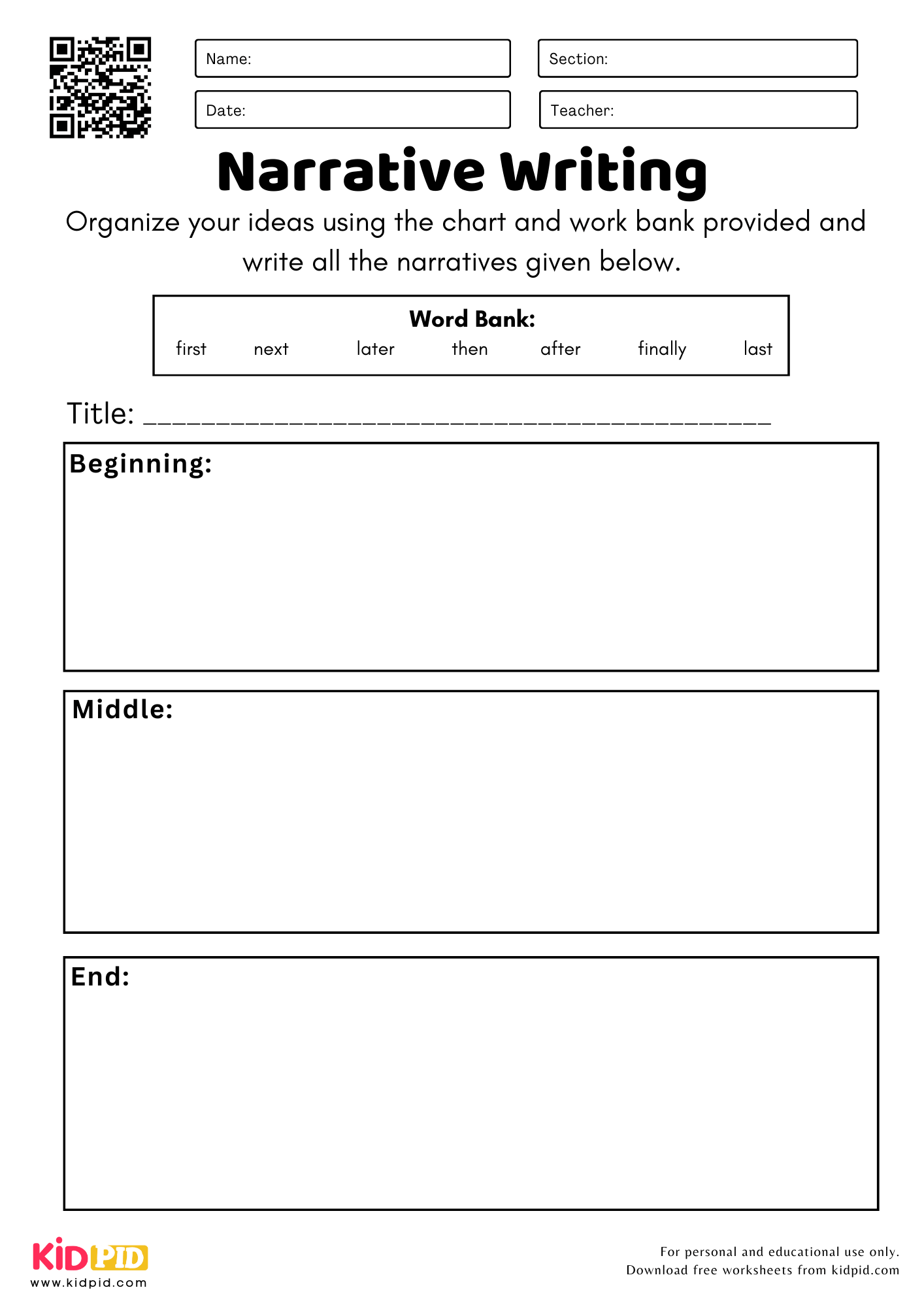 Narrative Writing Worksheet For Grade 2