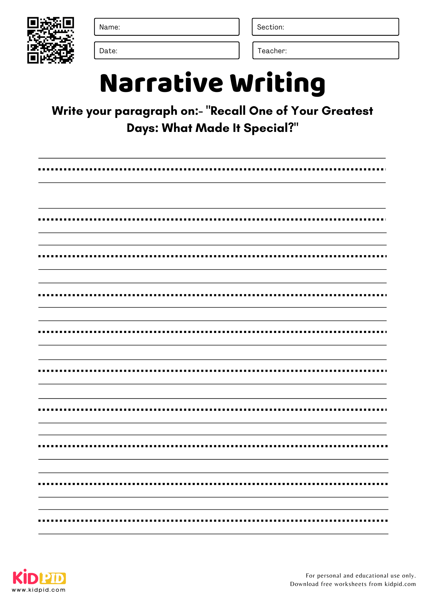 Narrative Writing Worksheet For Grade 2