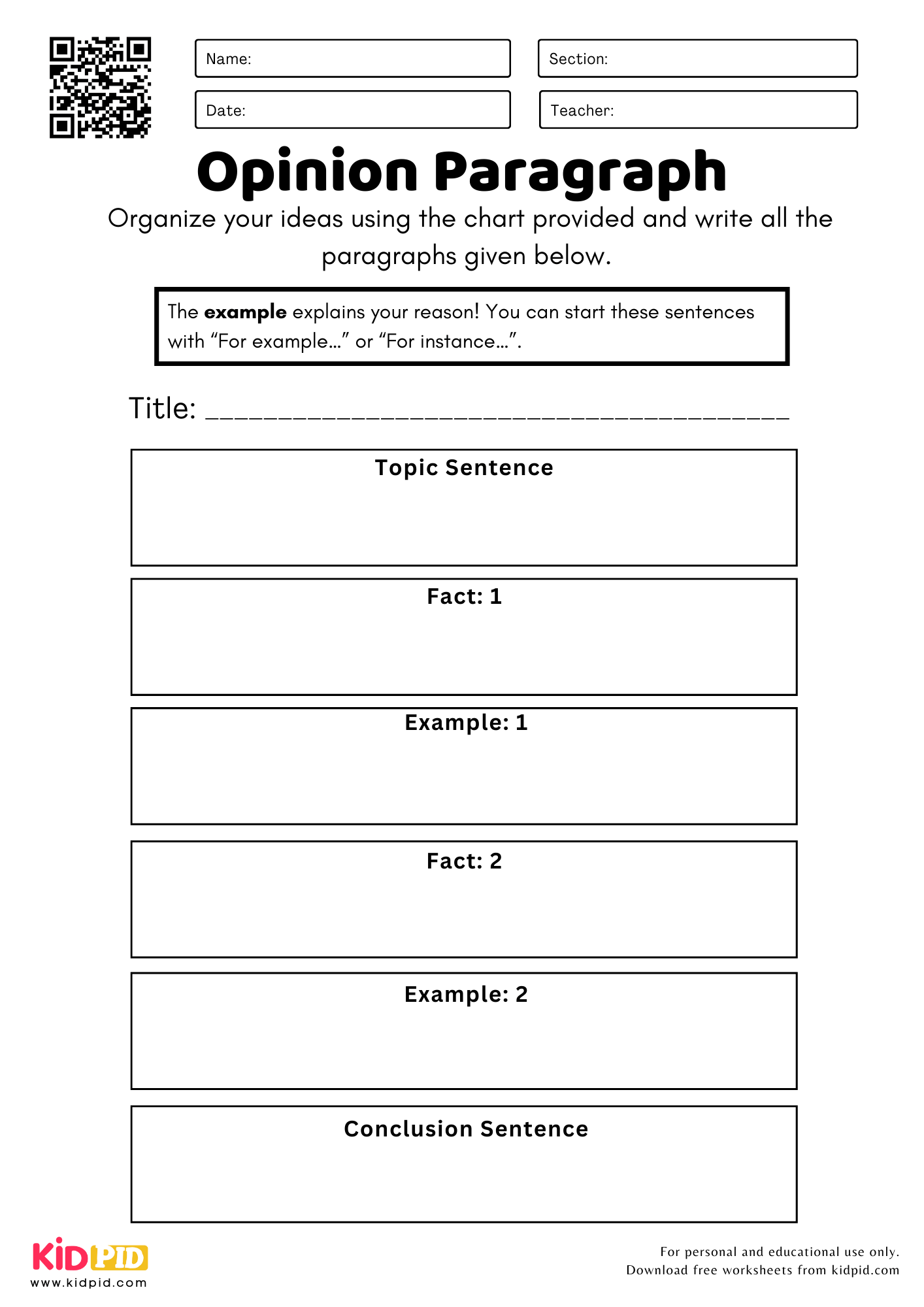Opinion Paragraph With 2 Examples For Grade 2
