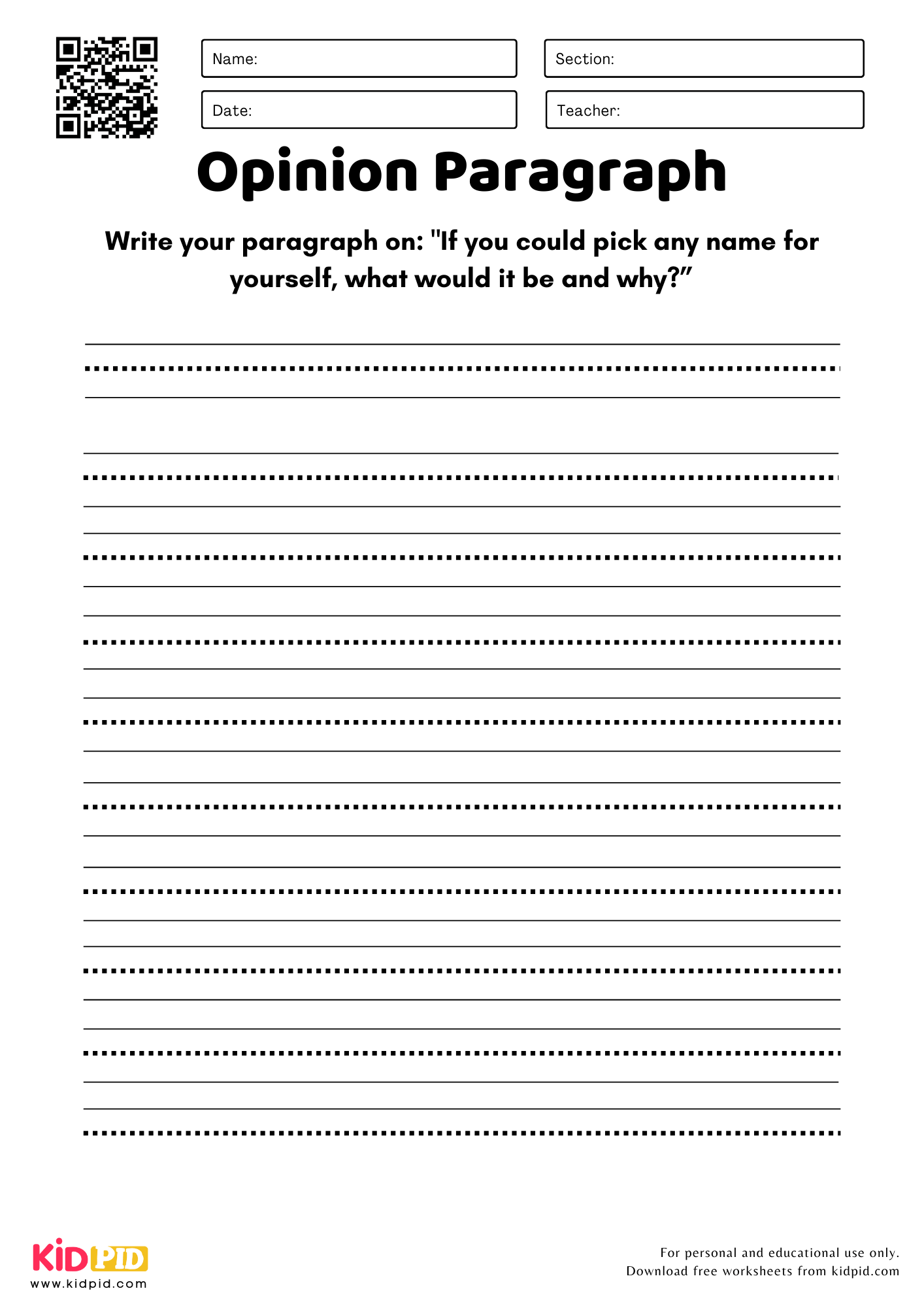 Opinion Paragraph With Example Worksheet For Grade 2
