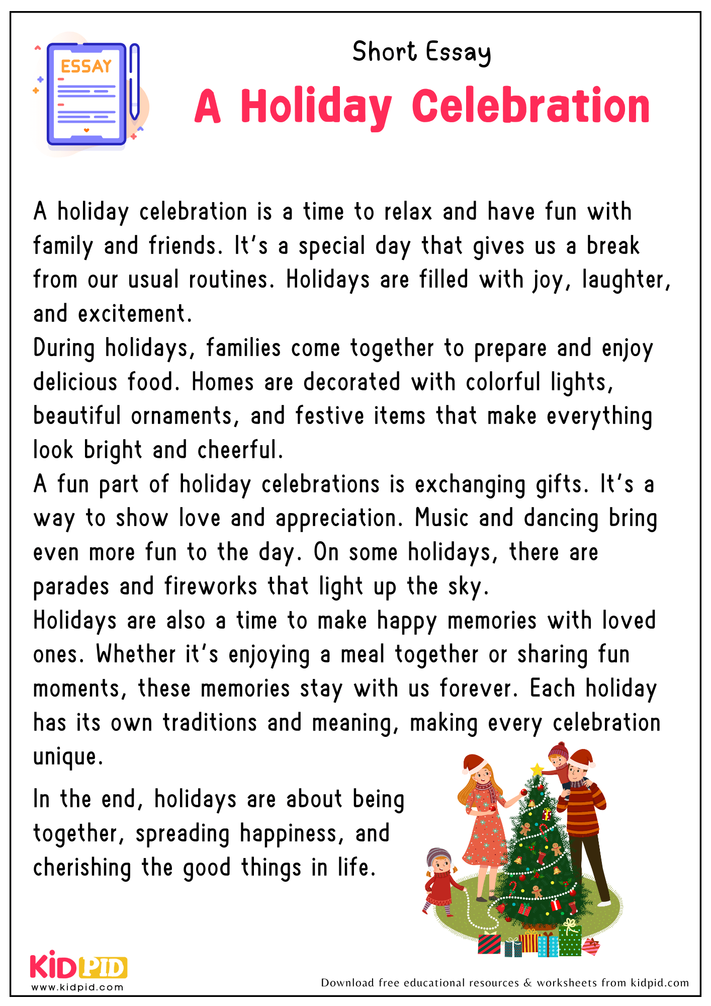 Short Essay on A Holiday Celebration