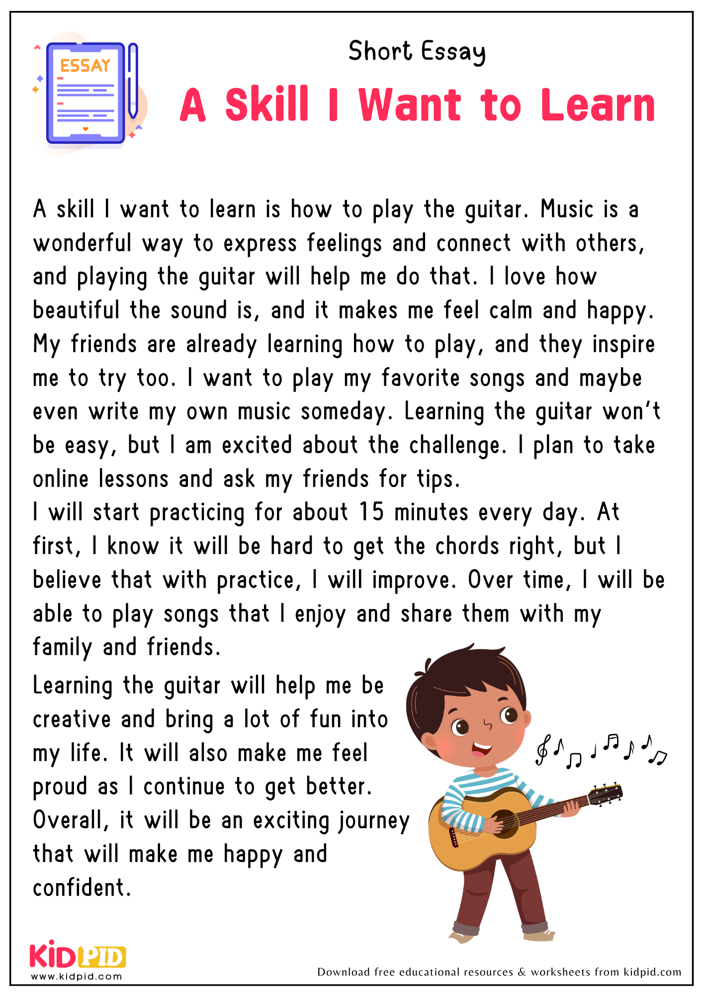 Short Essay On "A Skill I Want to Learn"