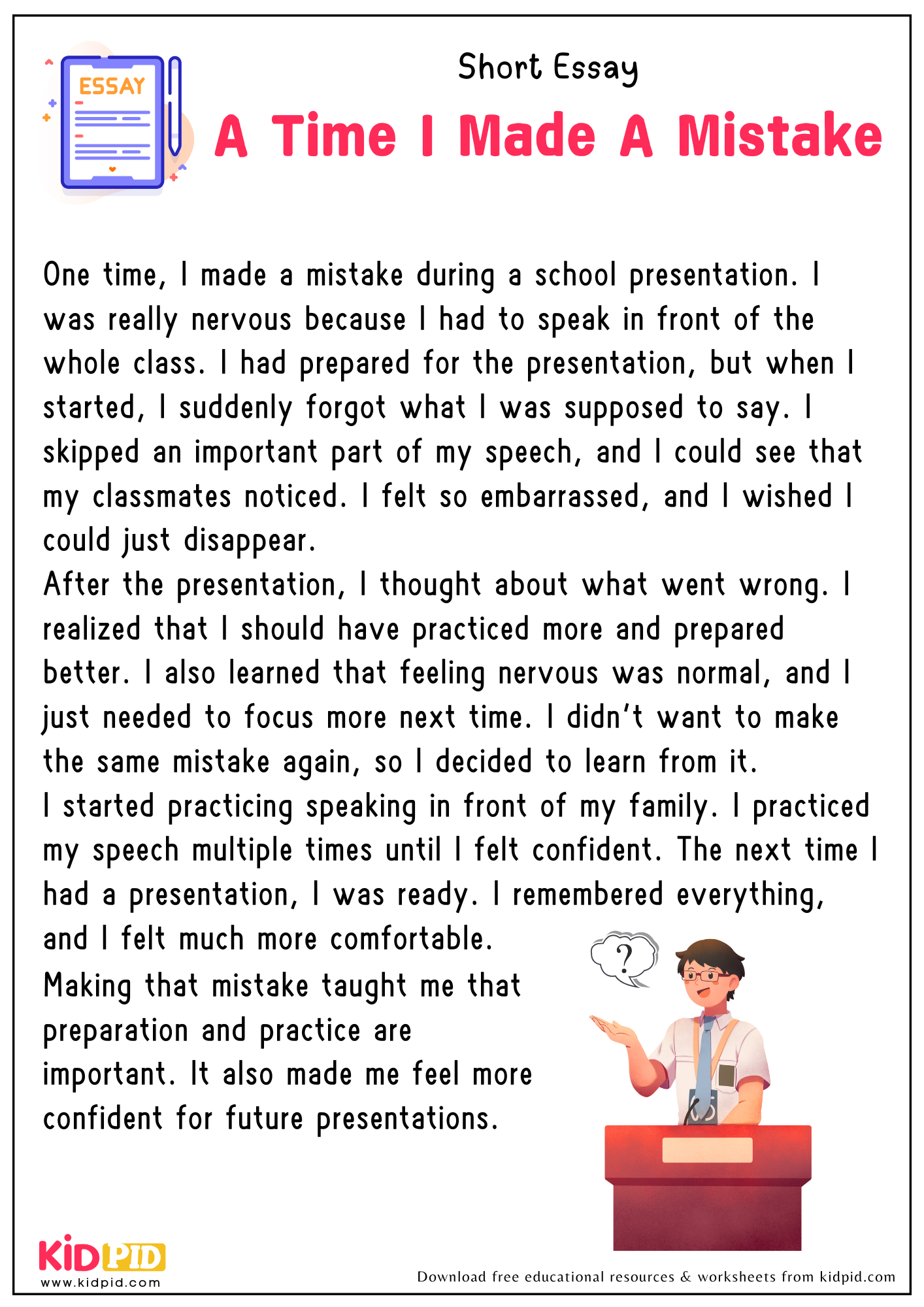 Short Essay on A Time I Made A Mistake