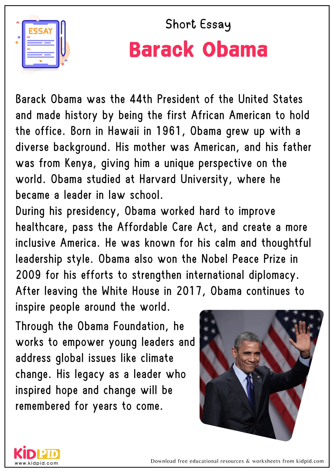 Short Essay Barack Obama