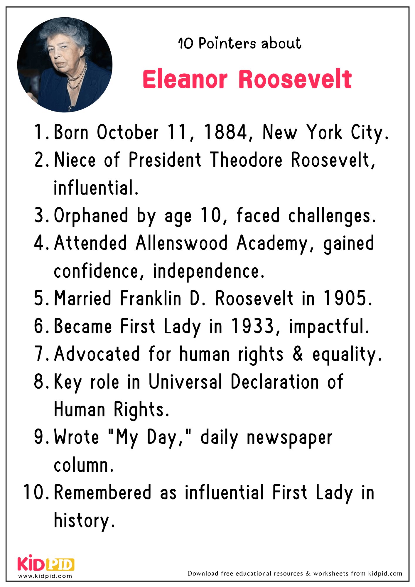 10 Points about Eleanor Roosevelt