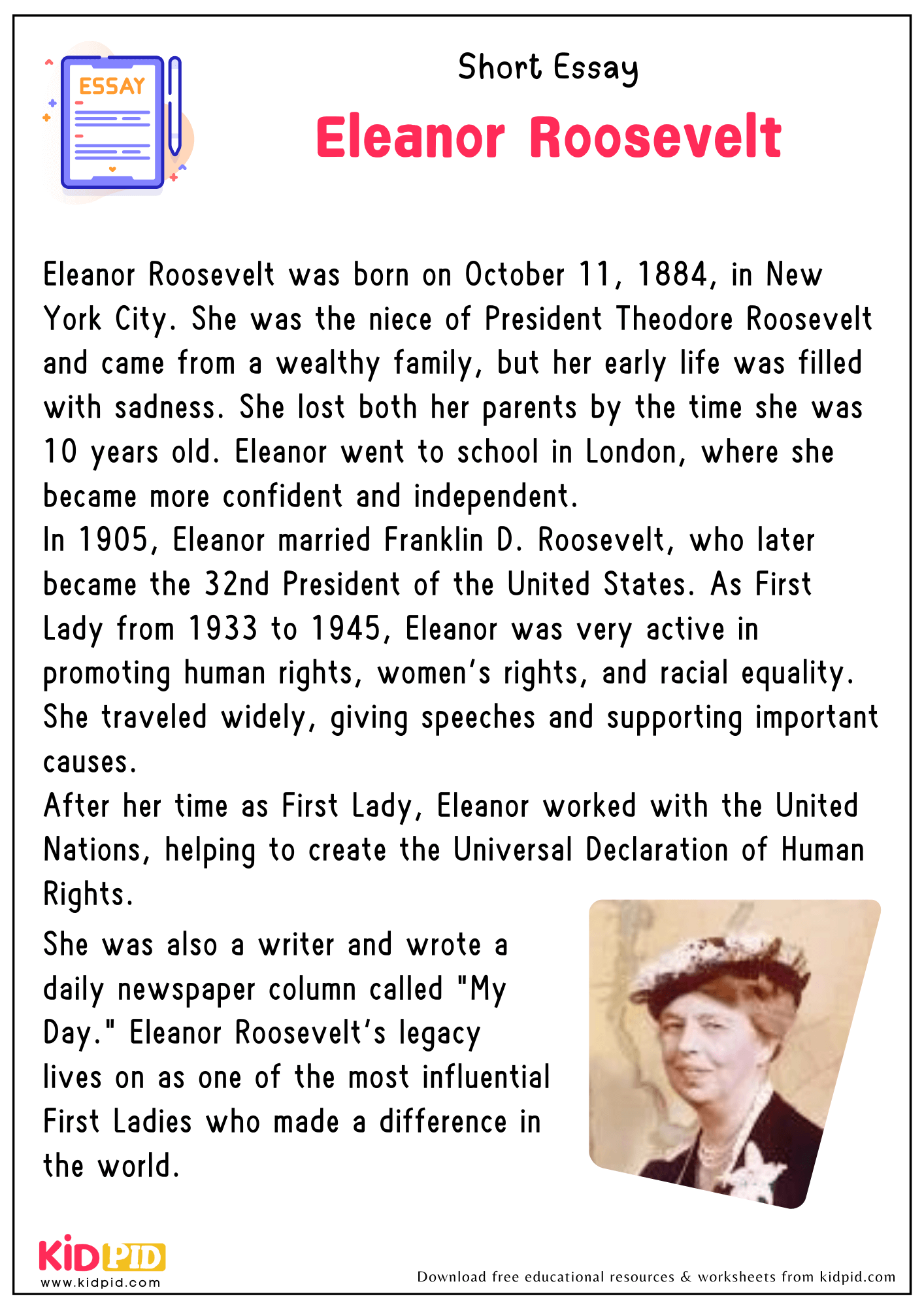 Short Essay Eleanor Roosevelt