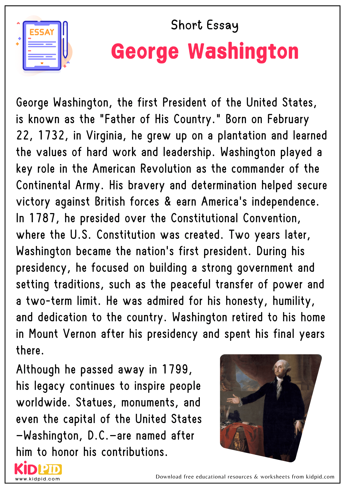 Short Essay George Washington